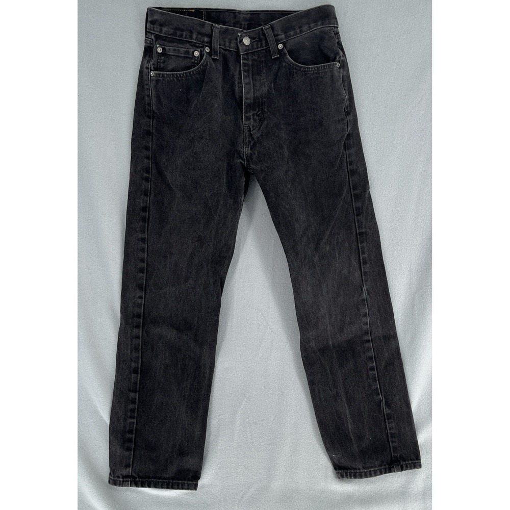 Levis 505 Regular Fit Black Jeans Mens 32x30 Straight Leg Denim